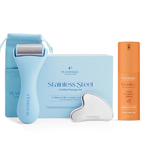 Facial Ice Roller & Stainless Steel Gua Sha Set