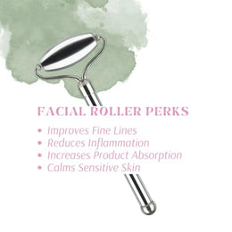 Stainless Steel Ice Roller & Rose Quartz Facial Set