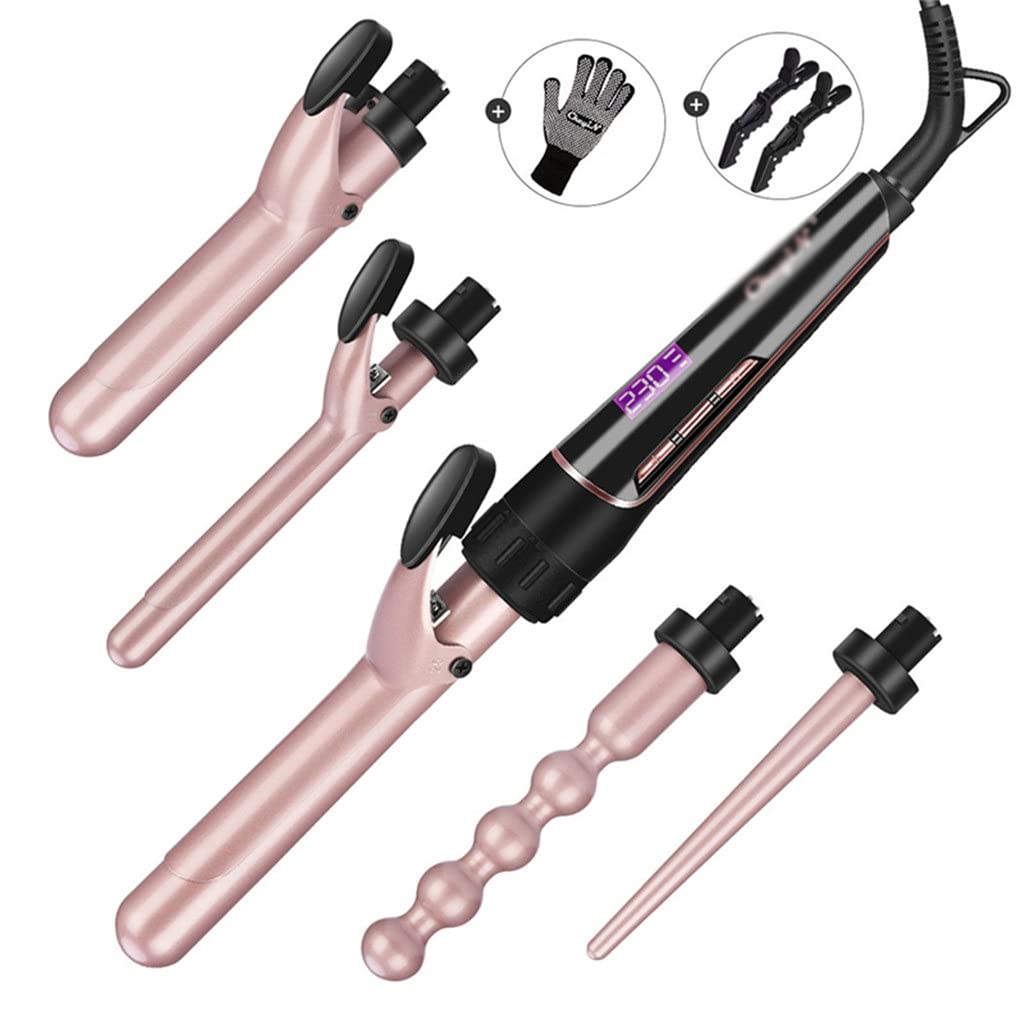 5-in-1 Ceramic Hair Curler Set with Interchangeable Barrels