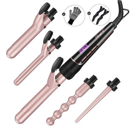 5-in-1 Ceramic Hair Curler Set with Interchangeable Barrels