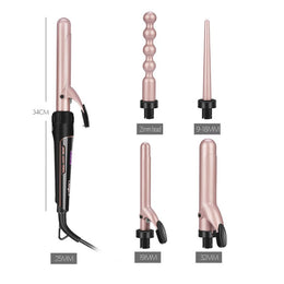 5-in-1 Ceramic Hair Curler Set with Interchangeable Barrels