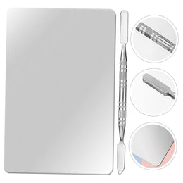 3-Piece Stainless Steel Makeup Mixing Palette & Spatula Set
