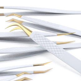 Stainless Steel Precision Eyebrow & Eyelash Tweezer Set