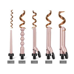 5-in-1 Ceramic Hair Curler Set with Interchangeable Barrels