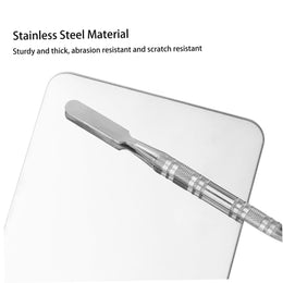3-Piece Stainless Steel Makeup Mixing Palette & Spatula Set