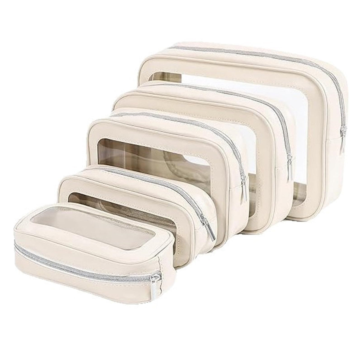 5-Piece Clear Cosmetic Storage Bag Set