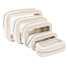5-Piece Clear Cosmetic Storage Bag Set