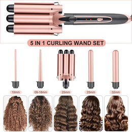 5-in-1 Ceramic Hair Curling Wand Set