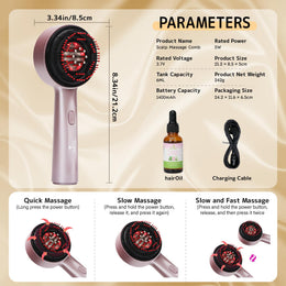 3-in-1 Waterproof Electric Scalp Massager & Oil Applicator