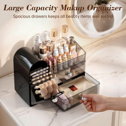 Makeup Organizer with Brush Holder & Drawers