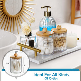 Clear Vanity Storage Jars with Bamboo Lids