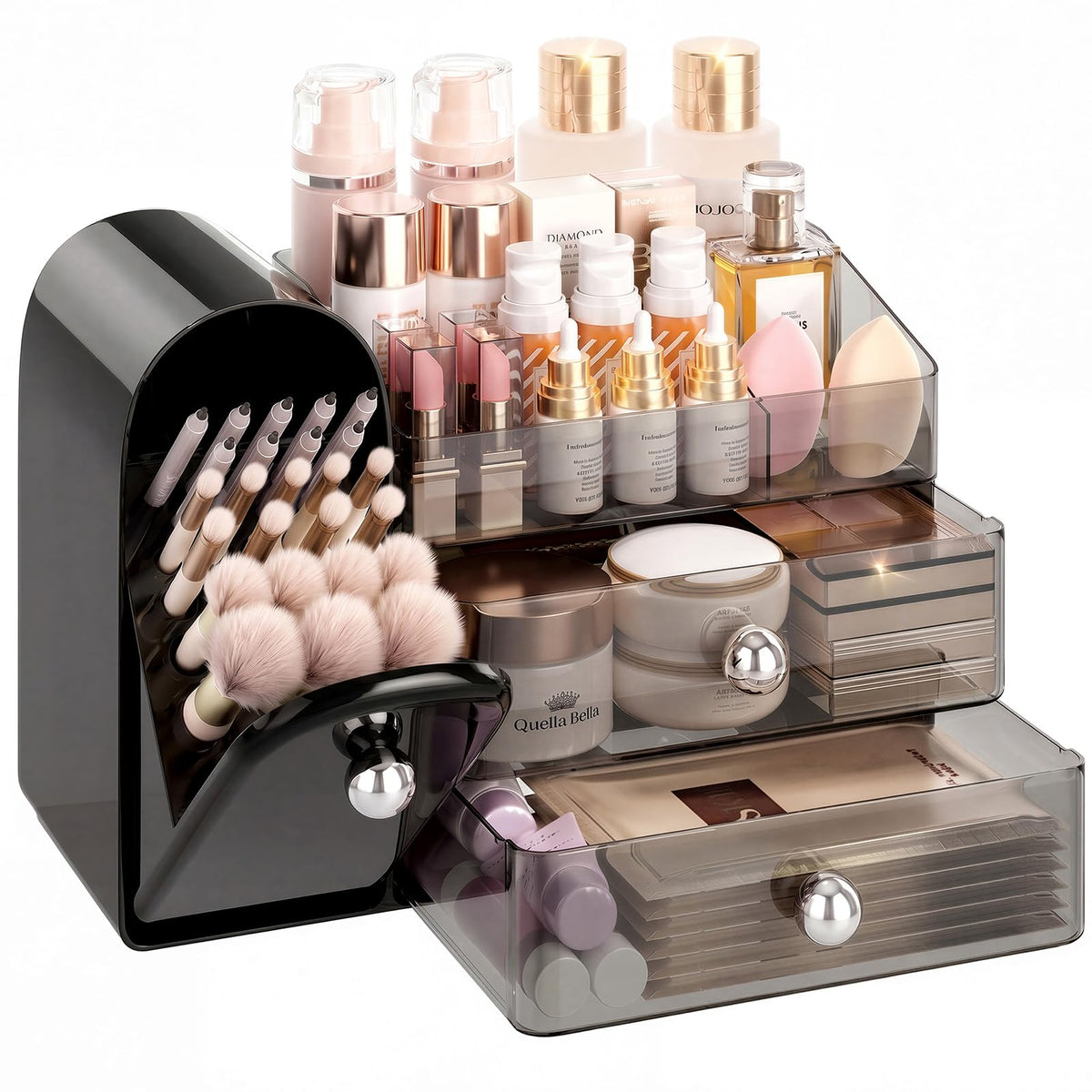 Makeup Organizer with Brush Holder & Drawers