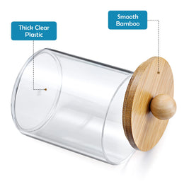 Clear Vanity Storage Jars with Bamboo Lids