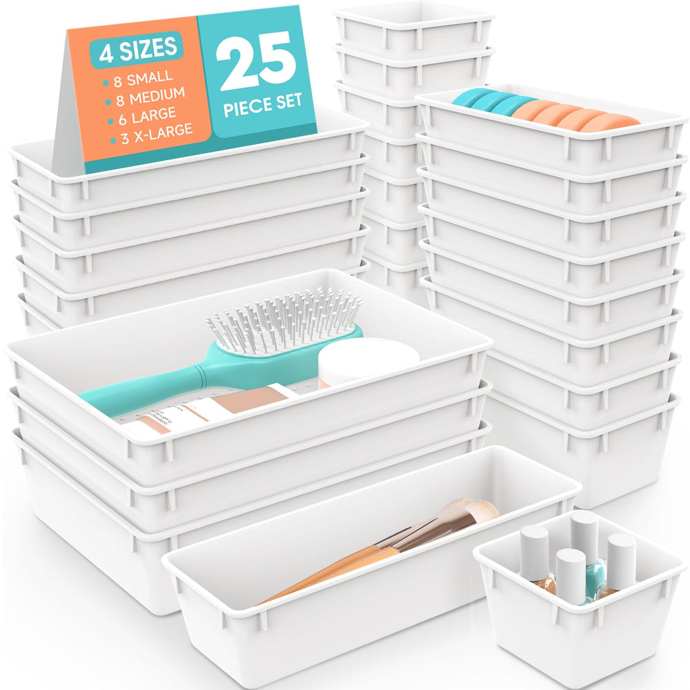 WOWBOX 25 PCS Plastic Drawer Organizer Set