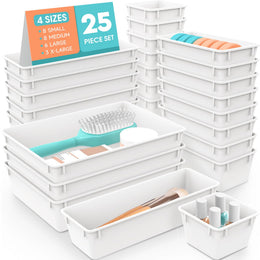 WOWBOX 25 PCS Plastic Drawer Organizer Set