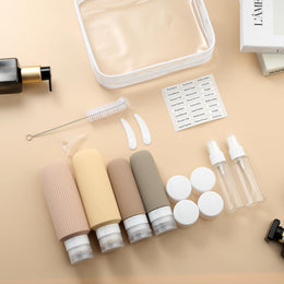 16-Piece Leakproof Silicone Travel Toiletry Bottle Set