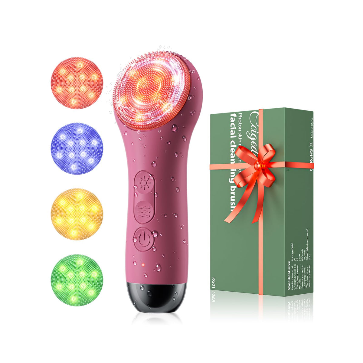 Rechargeable Silicone Facial Cleansing Brush with LED Light