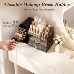 Makeup Organizer with Brush Holder & Drawers