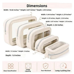 5-Piece Clear Cosmetic Storage Bag Set