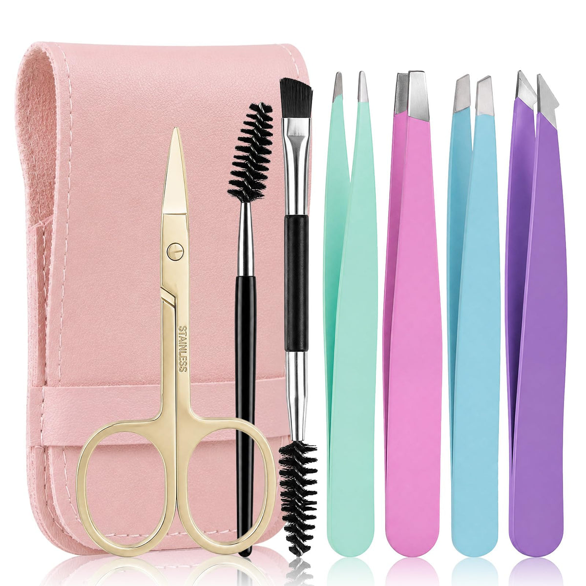 7Pcs Tweezers Set for Eyebrow