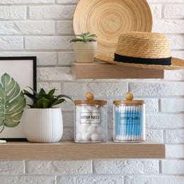 Clear Vanity Storage Jars with Bamboo Lids